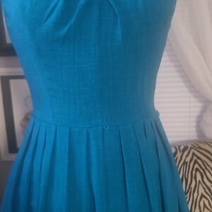 Ellen Tracy Teal Pleated Midi Dress